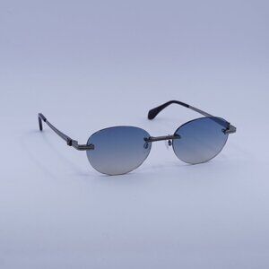 Palm Angels PERI10H CRYSTAL 1007 Sunglasses Gunmetal Oval Frame, Blue Lenses